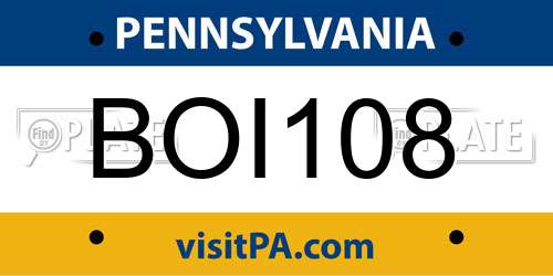 BOI108 Pennsylvania License Plate