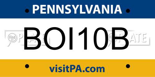 BOI10B Pennsylvania License Plate