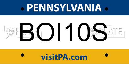 BOI10S Pennsylvania License Plate