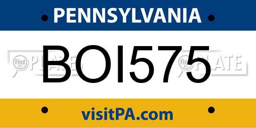 BOI575 Pennsylvania License Plate