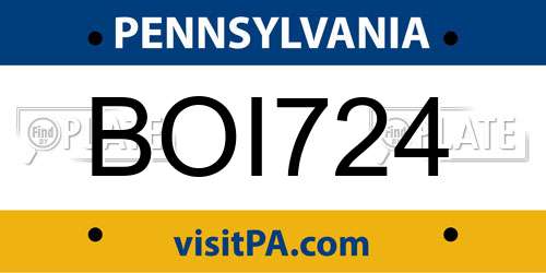 BOI724 Pennsylvania License Plate