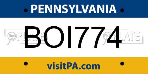 BOI774 Pennsylvania License Plate
