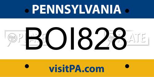 BOI828 Pennsylvania License Plate