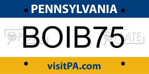 BOIB75 Pennsylvania License Plate