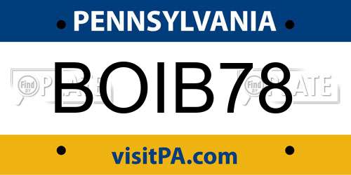 BOIB78 Pennsylvania License Plate