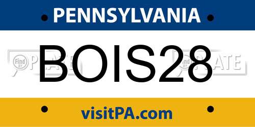 BOIS28 Pennsylvania License Plate