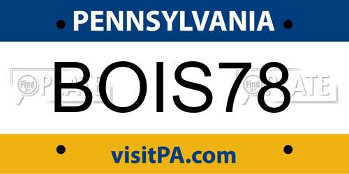 BOIS78 Pennsylvania License Plate