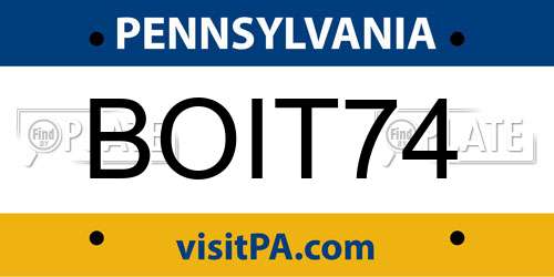 BOIT74 Pennsylvania License Plate
