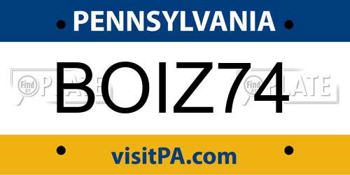 BOIZ74 Pennsylvania License Plate