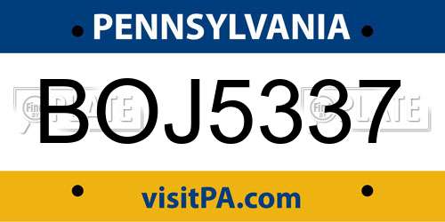 BOJ5337 Pennsylvania License Plate