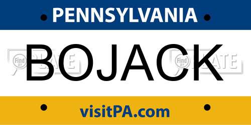 BOJACK Pennsylvania License Plate