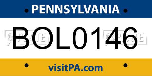 BOL0146 Pennsylvania License Plate