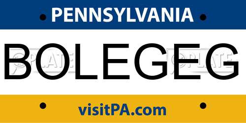 BOLEGEG Pennsylvania License Plate