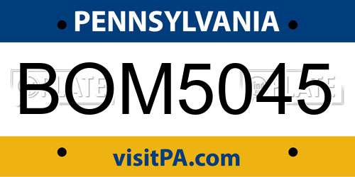 BOM5045 Pennsylvania License Plate