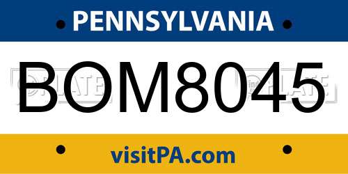 BOM8045 Pennsylvania License Plate