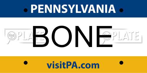 BONE Pennsylvania License Plate