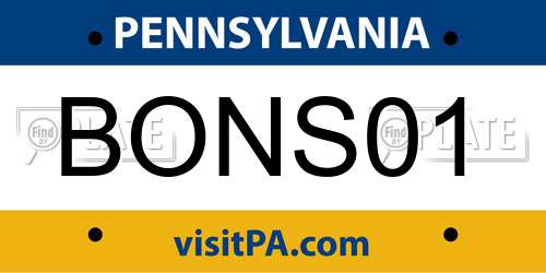 BONS01 Pennsylvania License Plate