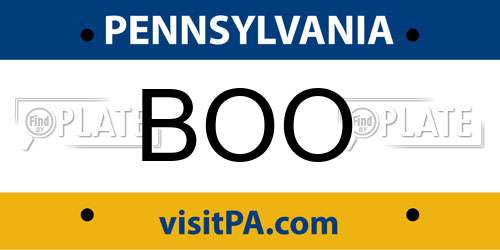 BOO Pennsylvania License Plate