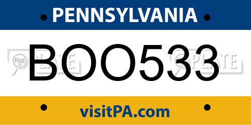 BOO533 Pennsylvania License Plate