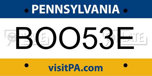 BOO53E Pennsylvania License Plate