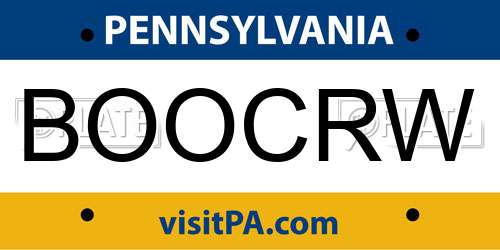 BOOCRW Pennsylvania License Plate
