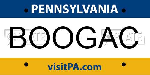 BOOGAC Pennsylvania License Plate