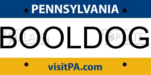 BOOLDOG Pennsylvania License Plate