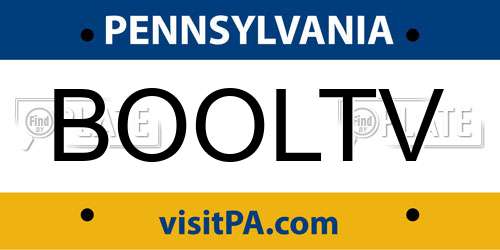 BOOLTV Pennsylvania License Plate