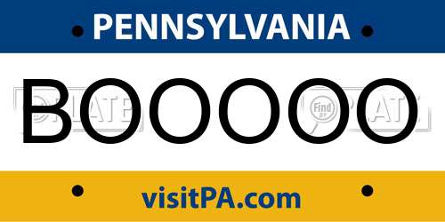 BOOOOO Pennsylvania License Plate
