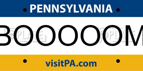 BOOOOOM Pennsylvania License Plate