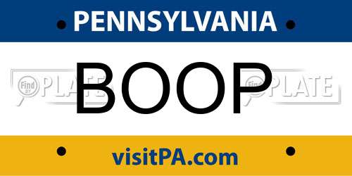 BOOP Pennsylvania License Plate