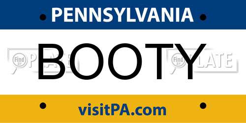 BOOTY Pennsylvania License Plate