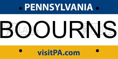 BOOURNS Pennsylvania License Plate