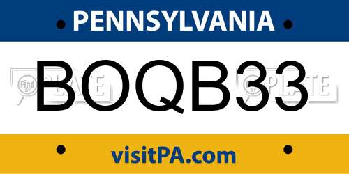 BOQB33 Pennsylvania License Plate