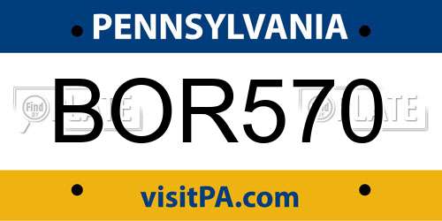 BOR570 Pennsylvania License Plate