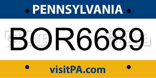 BOR6689 Pennsylvania License Plate