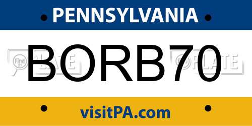 BORB70 Pennsylvania License Plate