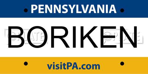 BORIKEN Pennsylvania License Plate