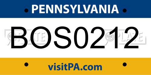 BOS0212 Pennsylvania License Plate