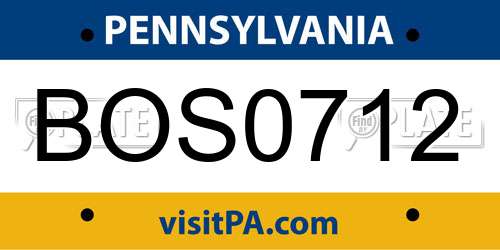 BOS0712 Pennsylvania License Plate