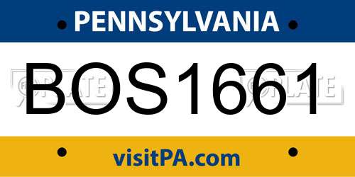 BOS1661 Pennsylvania License Plate