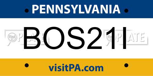 BOS21I Pennsylvania License Plate