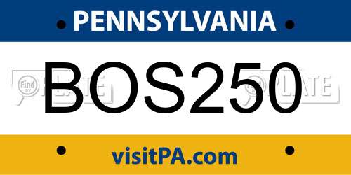 BOS250 Pennsylvania License Plate