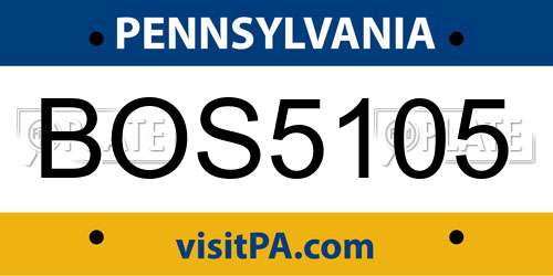 BOS5105 Pennsylvania License Plate