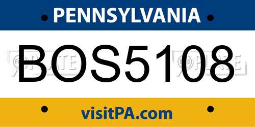 BOS5108 Pennsylvania License Plate