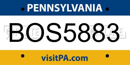 BOS5883 Pennsylvania License Plate