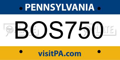 BOS750 Pennsylvania License Plate