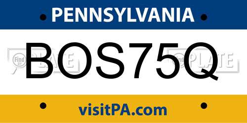 BOS75Q Pennsylvania License Plate