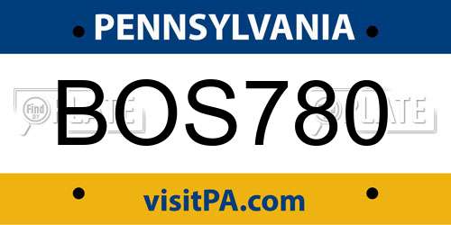 BOS780 Pennsylvania License Plate