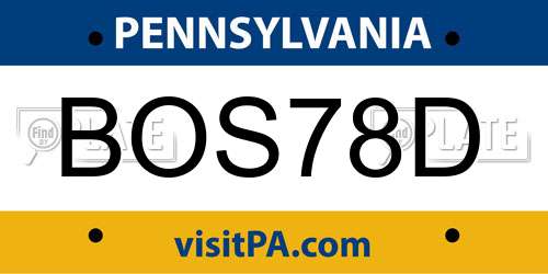 BOS78D Pennsylvania License Plate